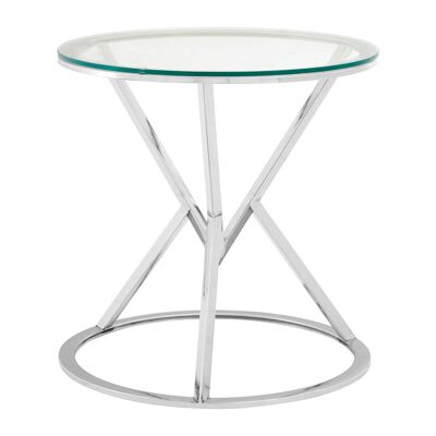Allure Corseted Round Silver End Table