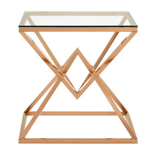 Allure Corseted Square Rose Gold End Table