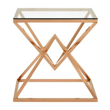 Allure Corseted Square Rose Gold End Table 1