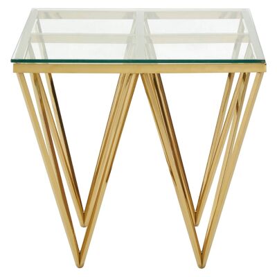 Allure Gold Finish Spike Legs End Table
