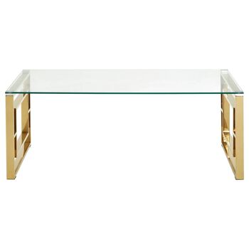 Allure Gold Finish Square Legs Coffee Table 1