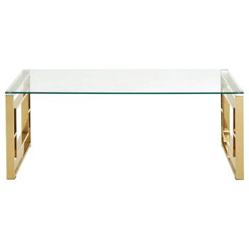 Allure Gold Finish Square Legs Coffee Table 5