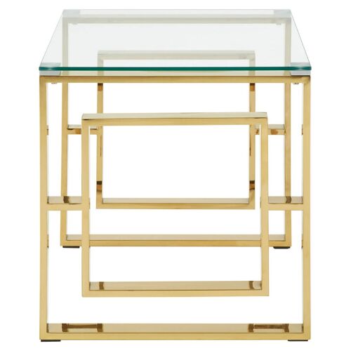Allure Gold Finish Square Legs End Table