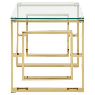 Allure Gold Finish Square Legs End Table
