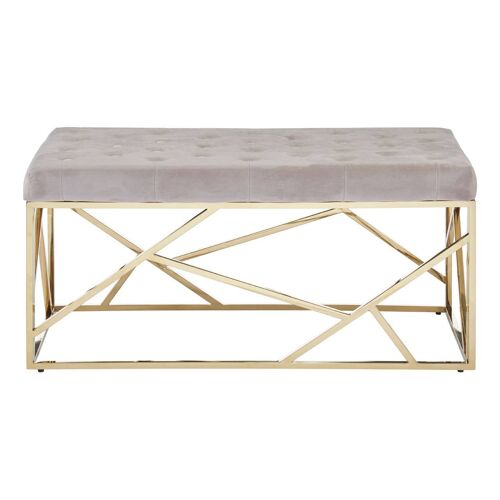 Allure Mink Velvet / Gold Finish Frame Bench