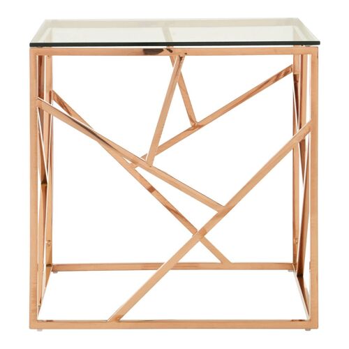 Allure Rose Gold Geometric End Table