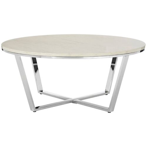 Allure Round White Faux Marble Coffee Table