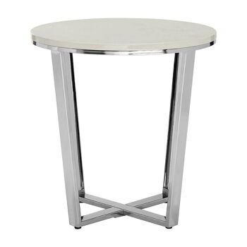 Allure Round White Faux Marble End Table 1