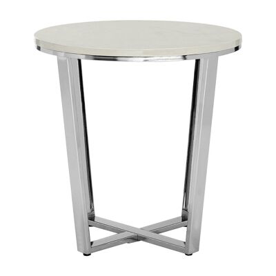 Allure Round White Faux Marble End Table