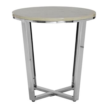 Allure Round White Faux Marble End Table 2