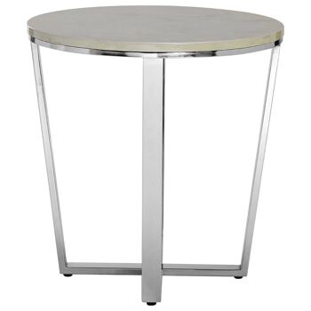 Allure Round White Faux Marble End Table 3