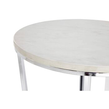 Allure Round White Faux Marble End Table 4