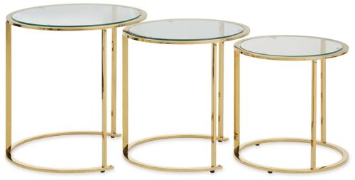 Allure Set of 3 Gold Brushed  Nesting Tables