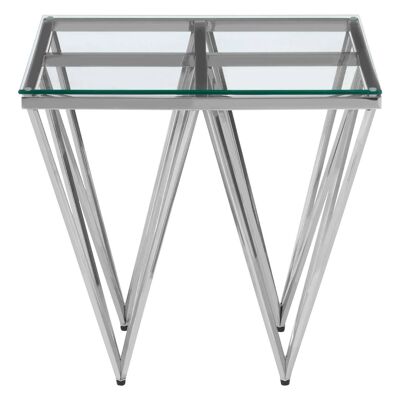 Allure Silver Finish Spike Legs End Table