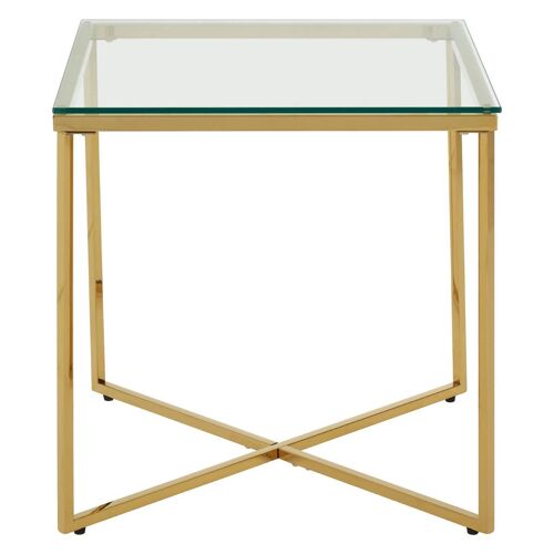 Allure Small Gold Finish Cross Base End Table