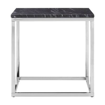 Allure Square Black / White Marble End Table