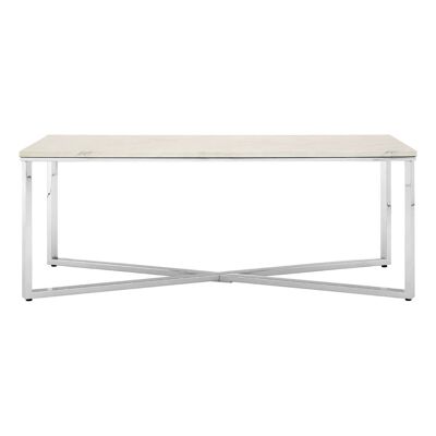 Allure White Faux Marble Chrome Coffee Table