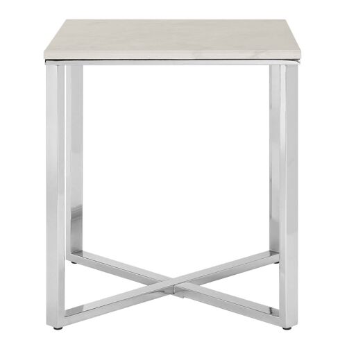 Allure White Faux Marble Square End Table