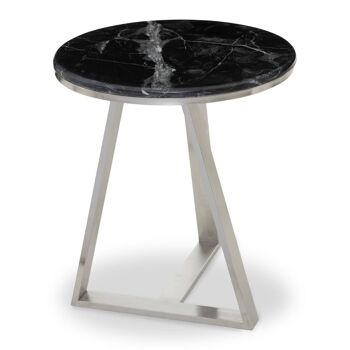 Alvaro Black Marble and Silver Side Table. 8