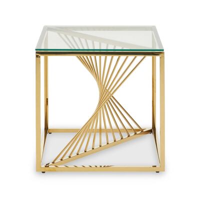 Amella End Table with Gold Finish Frame