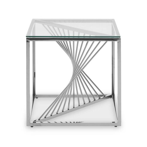 Amella End Table with Silver Frame