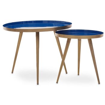 Amira Blue Enamel Nest Of Two Tables 1