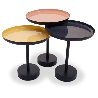Amira Set of Three Gold and Black Tray Tables