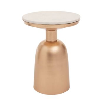 Amira White Marble Top Gold Base Side Table 2