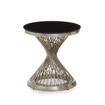 Anzio Black Glass and Brushed Silver Twisted Hourglass Base 1