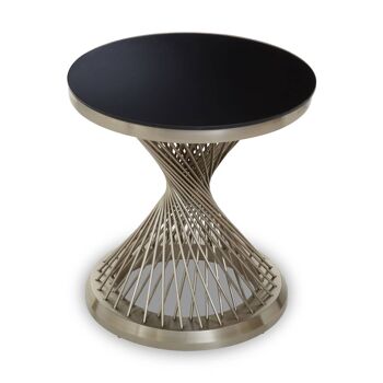 Anzio Black Glass and Brushed Silver Twisted Hourglass Base 2