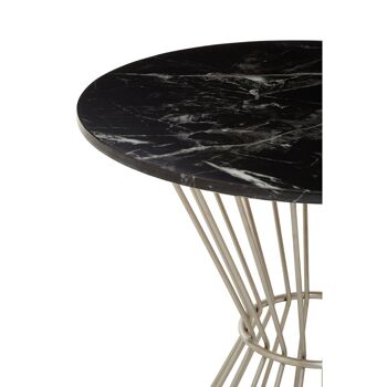 Anzio Black Marble And Silver Hourglass Base Dining Table 2