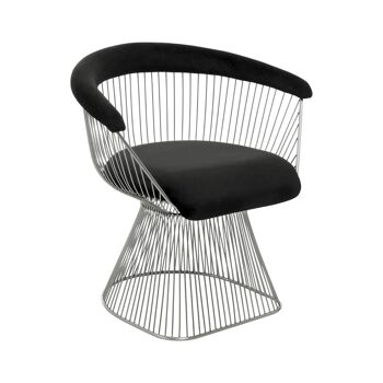 Anzio Black Velvet and Brushed Silver Chair 2