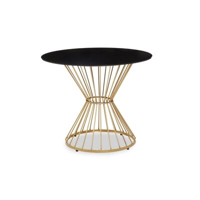 Anzio Clear Glass And Gold Hourglass Base Dining Table