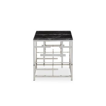 Aprilia Black Marble and Silver Side Table 1
