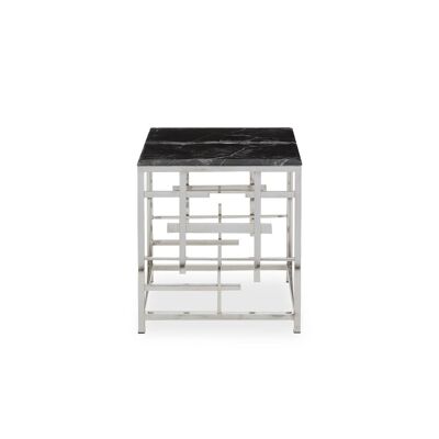 Aprilia Black Marble and Silver Side Table
