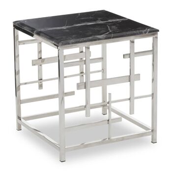 Aprilia Black Marble and Silver Side Table 2