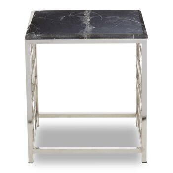 Aprilia Black Marble and Silver Side Table 3