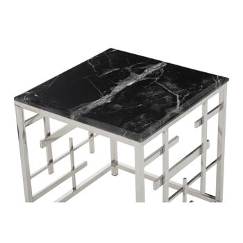 Aprilia Black Marble and Silver Side Table 4