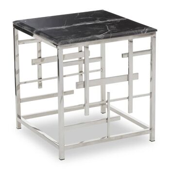 Aprilia Black Marble and Silver Side Table 6