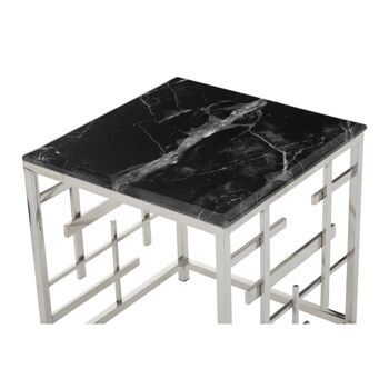 Aprilia Black Marble and Silver Side Table 8