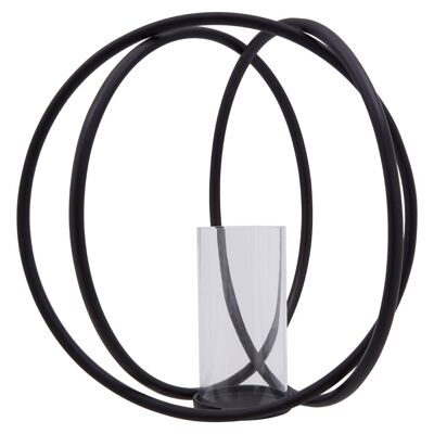 Aura Matte Black Large Candle Holder