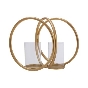 Aura Medium Gold Double Candle Holder 4