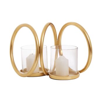 Aura Small Gold Double Candle Holder 2