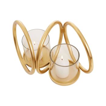 Aura Small Gold Double Candle Holder 3