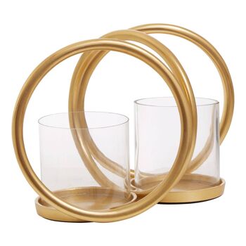 Aura Small Gold Double Candle Holder 4