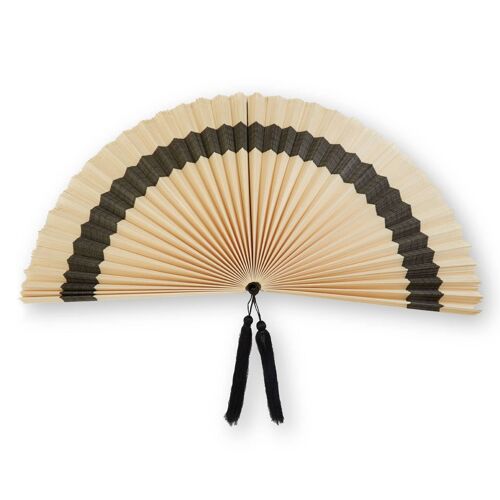 Balta Large Natural Black Bamboo Fan