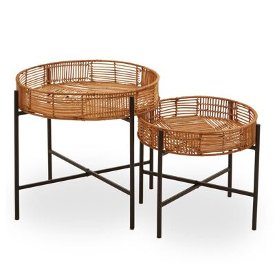 Batu Set of 2 Natural Rattan Side Tables