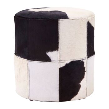 Black/White Genuine Cowhide Ottoman 1