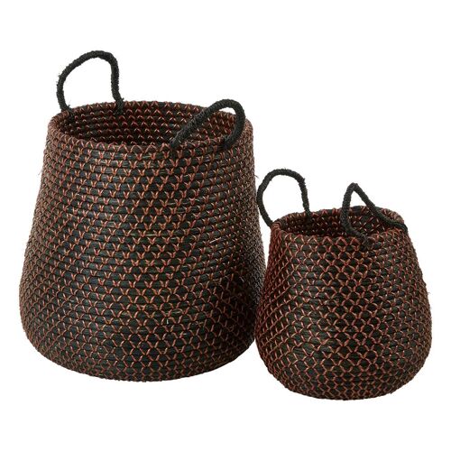 Set of 2 Contemporary Sea Grass Storage Baskets Brown - Olivia & May
