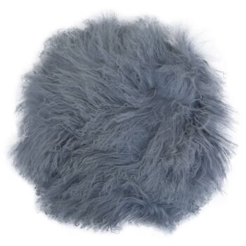 Bosie Round Grey Mongolian Fur Cushion 1